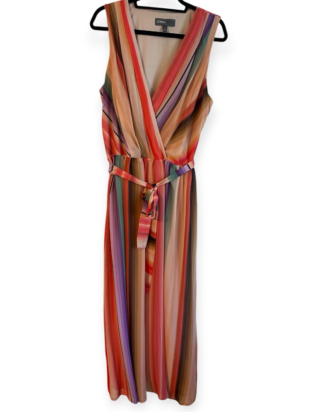 Donna Ricco Multicolor Striped Sleeveless Maxi Dress 14